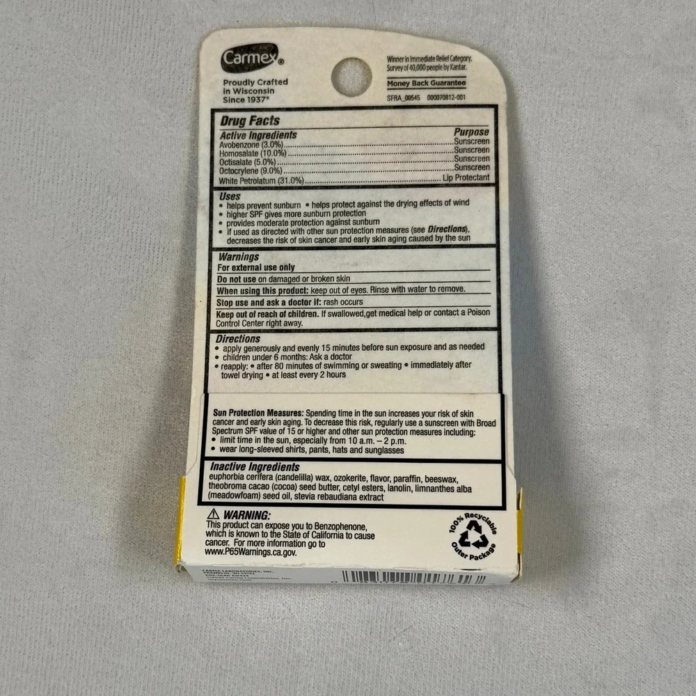 2X‎ Carmex Weather Guard Lip Balm SPF 30 Moisturizing .15 oz each New